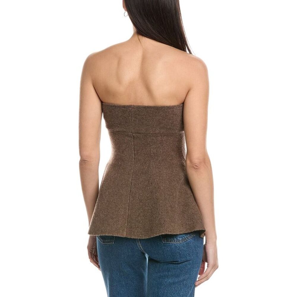 Weworewhat Womens Strapless Wool-Blend Peplum Top, Brown - Picture 2 of 3